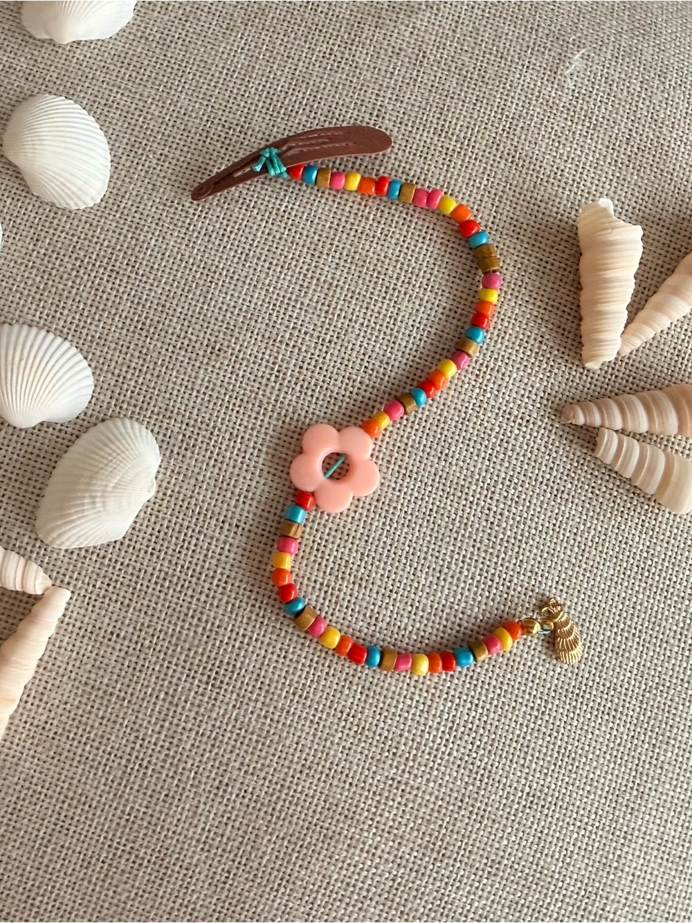 Handmade beaded beach mermaid hair extension clip barrette summer boho in Capri